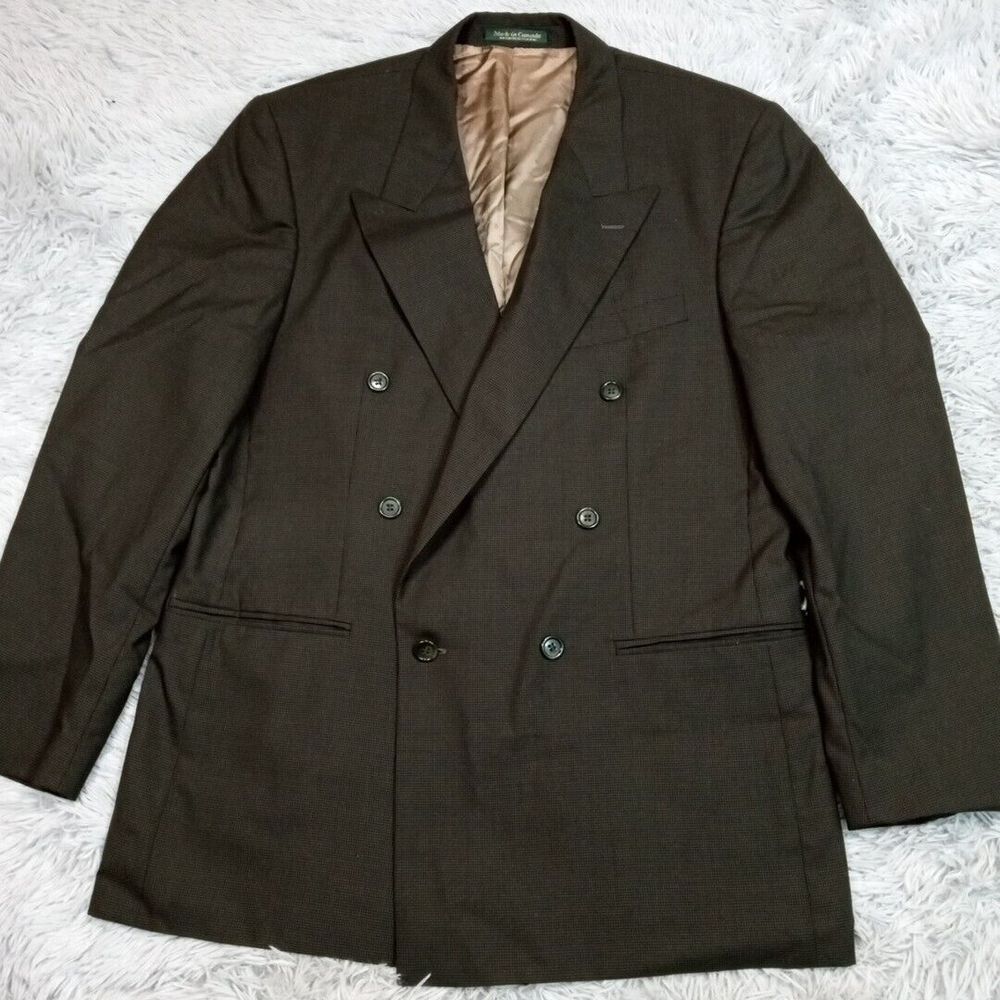Vintage Brandini Jacket Mens 42 Tall Green Wool Suit Coat Pockets Le Collezioni